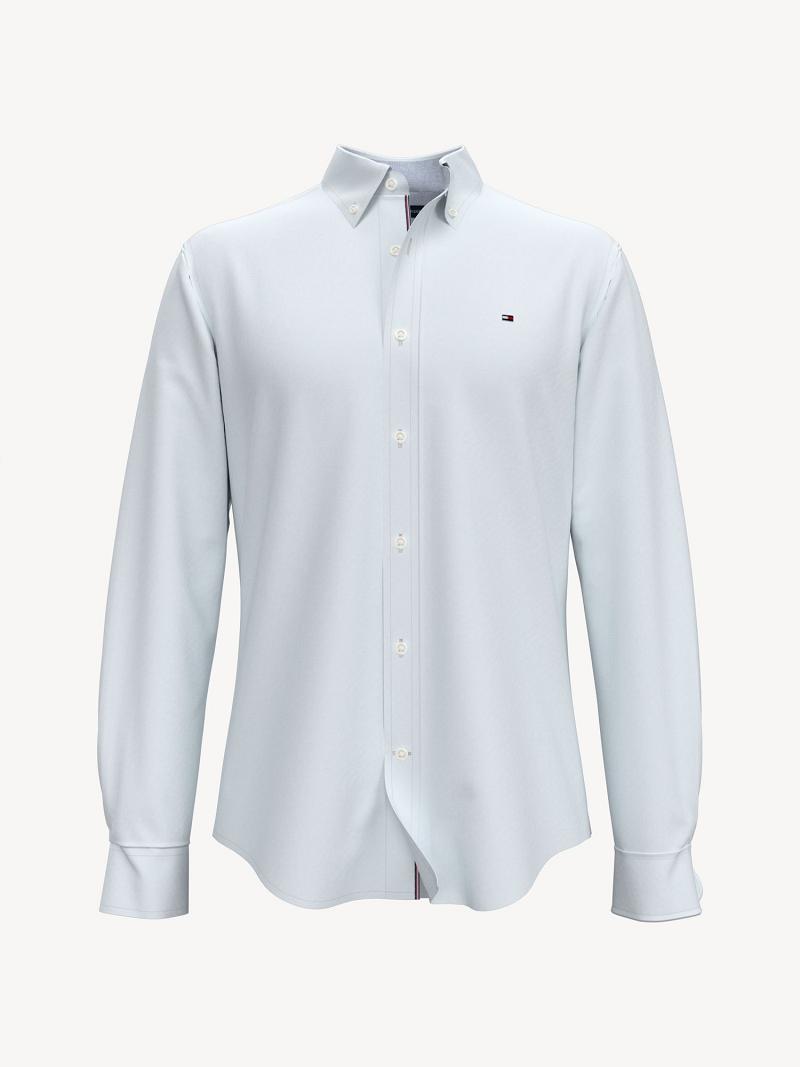 Férfi Tommy Hilfiger Custom fit essential stretch solid oxford Ingek Fehér | HU 1032XYU